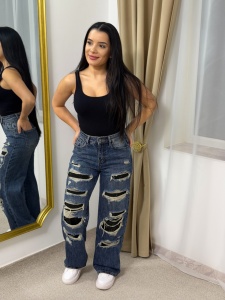 Pantaloni Denim- WIDELEG - V31 BL-454