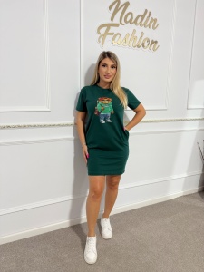 Rochie Bumbac Buzunare - SUMMER - Verde
