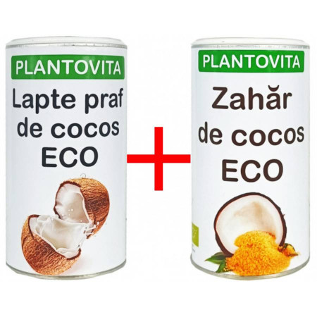 Pachet: Lapte praf de cocos bio + zahar de cocos bio