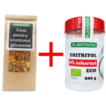 Pachet pentru controlul glicemiei: Ceai + Eritritol(inlocuitor de zahar)
