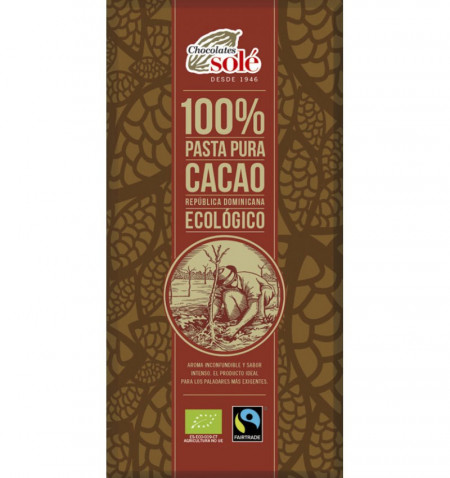 CIOCOLATA NEAGRA BIO 100% CACAO, 100G CHOCOLATES SOLE