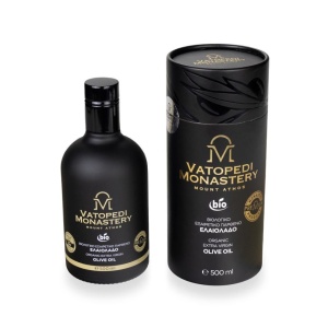 Ulei de masline extra virgin Bio, presat la rece, 0,5 Litri - Sfantul Munte Athos - Manastirea Vatoped