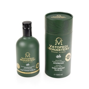 Ulei de masline extra virgin din masline culese timpuri, 0,5 Litri - Sfantul Munte Athos - Manastirea Vatoped