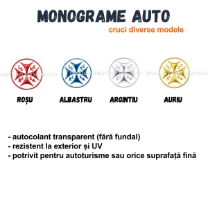 Monograma Auto 6x6 cm 4 culori specificatii