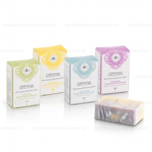 Sapun natural cu ulei de masline, miere, sunatoare si lapte de migdale, 100g | Manastirea Ormylia, Grecia - Img 5