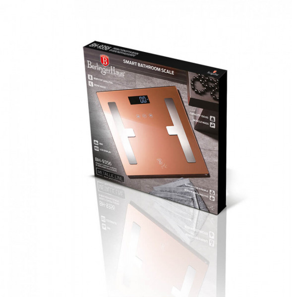 Cantar digital greutate corporala Rose Gold Metallic Line BerlingerHaus 260 9356