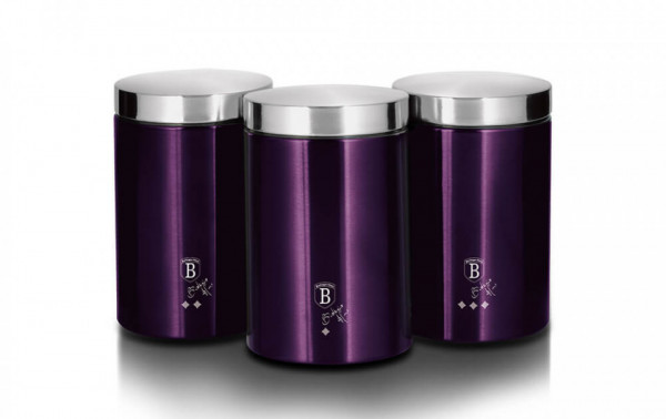 Set 3 recipiente pentru cafea, ceai si zahar Purple Eclipse Collection BerlingerHaus 260 6827