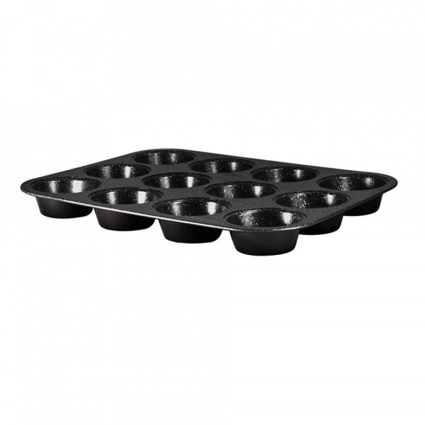 Tava pentru cuptor marmorata 12 briose 36x26 cm Black Silver Collection Berlinger Haus 260 1436
