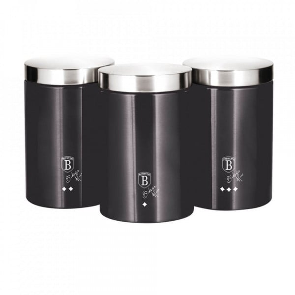 Set 3 recipiente pentru cafea, ceai si zahar Metallic Line Carbon Pro Edition BerlingerHaus 260 6718