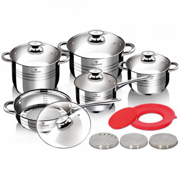 Set oale si tigai otel inoxidabil (15 piese) Gourmet Line Blaumann 212 3356