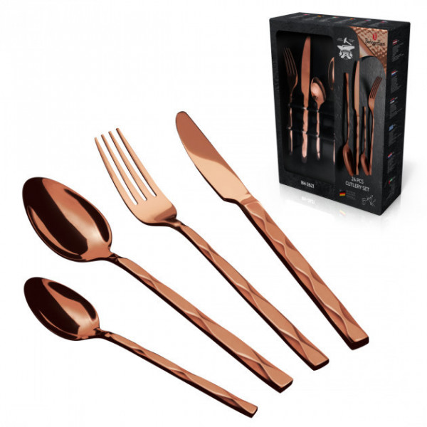 Set Tacamuri 24 piese efect oglinda Rose Gold Metallic Collection Berlinger Haus 260 2621
