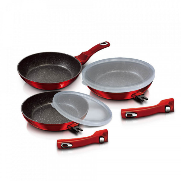 Set tigai cu maner detasabil (5 piese) Burgundy Metallic Line BerlingerHaus 260 7053
