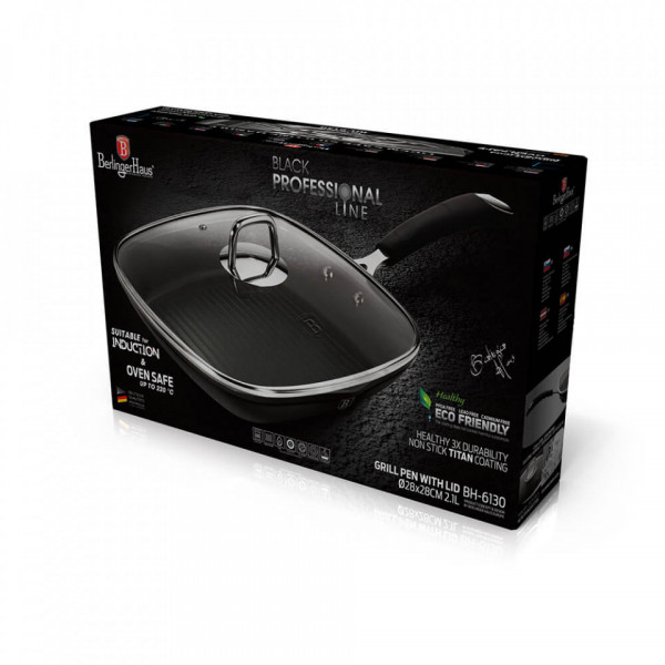 Tigaie grill cu capac Black Professional Line BerlingerHaus BH 6130