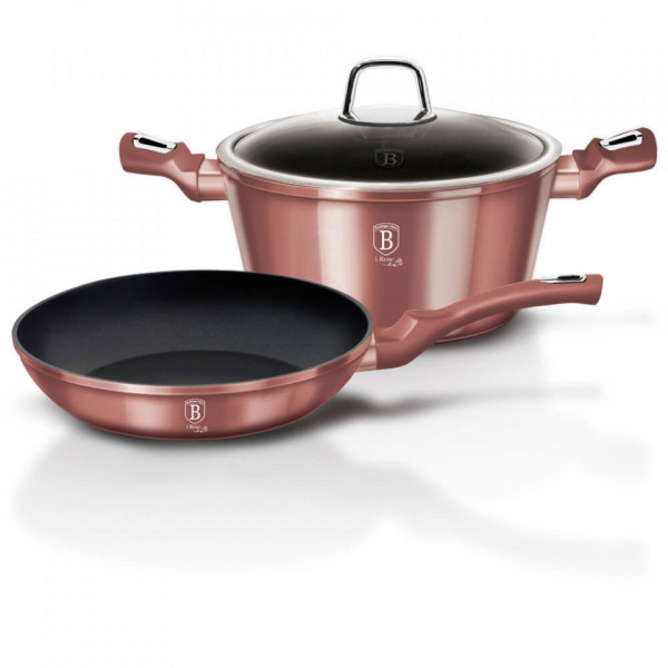 Set oala si tigaie cu capac (3 piese) I-Rose Collection BerlingerHaus 260 6042