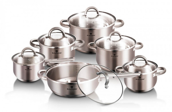 Set oale si tigai otel inoxidabil sablat (12 piese) Gourmet Line Blaumann 212 3246