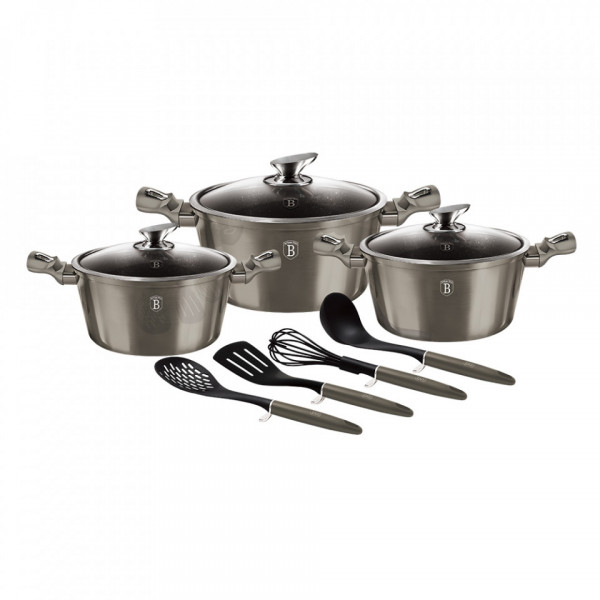 Set oale si ustensile carbon metallic (10 piese) BerlingerHaus 260 6153