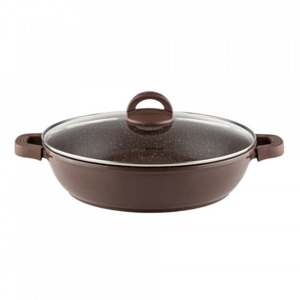 Cratiță cu capac Muhler Mia MR-3275M 32x7.5cm, 4.3L, ciocolatie, aluminiu turnat 1004659