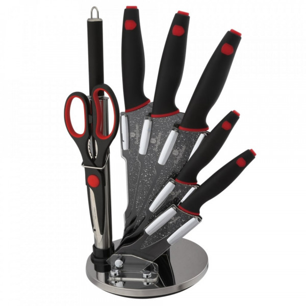 Set cutite cu suport black stone (8 piese) BerlingerHaus 260 2119