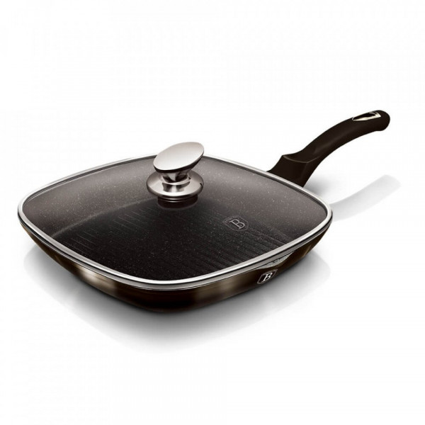 Tigaie grill cu capac Metallic Line Shiny Black Edition BerlingerHaus 260 6612
