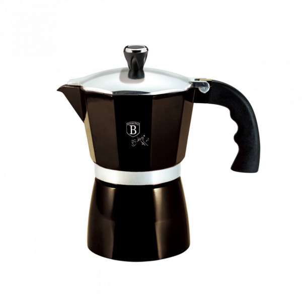 Espressor cafea pentru aragaz (Cafetiera) 3 cesti Metallic Line Shiny Black Edition BerlingerHaus 260 6941