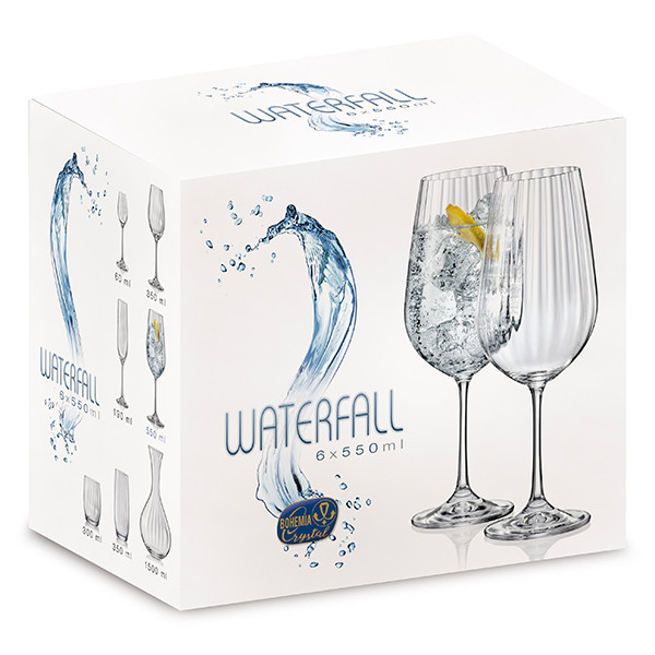 Set Pahare Bohemia Royal Waterfall, 6 buc., 550 ml 650310
