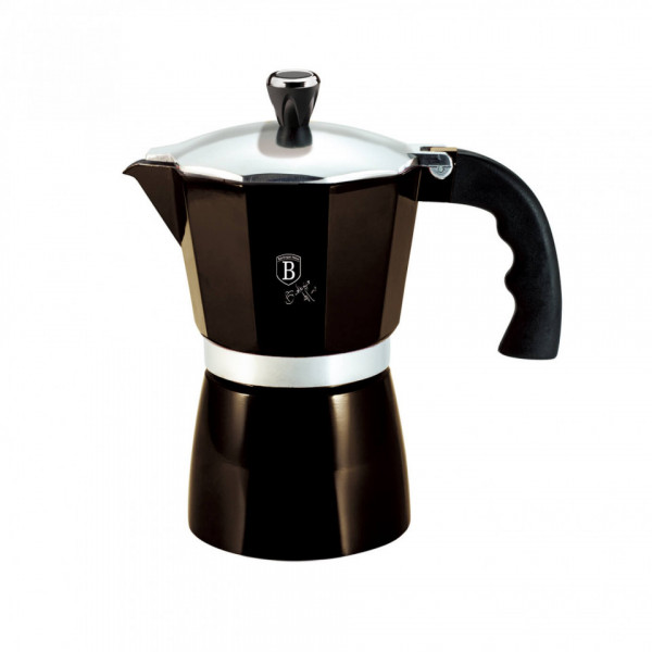 Espressor cafea pentru aragaz (Cafetiera) 6 cesti Metallic Line Shiny Black Edition BerlingerHaus 260 6942