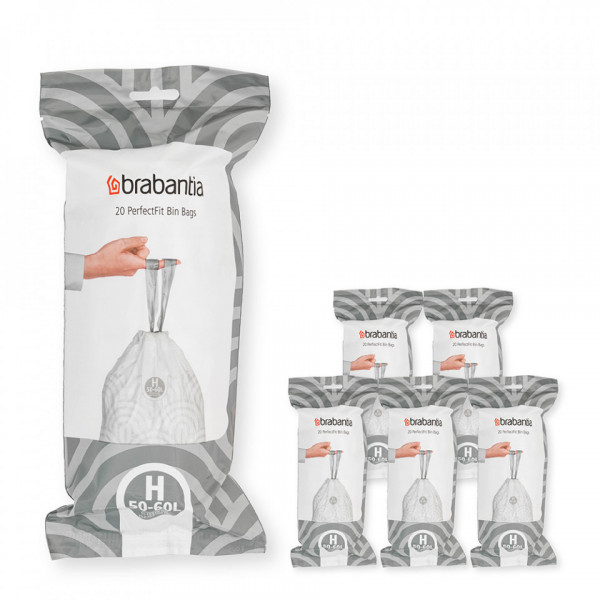 Sac de gunoi Brabantia PerfectFit Touch/Push/Big Bin dimensiune H, 50-60L, 120 buc, cutie 1005573