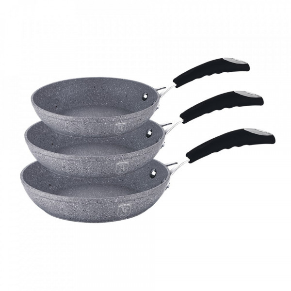 Set 3 tigai marmorate (3 straturi) din aluminiu forjat Gray Stone Touch Line Berlinger Haus 260 1180