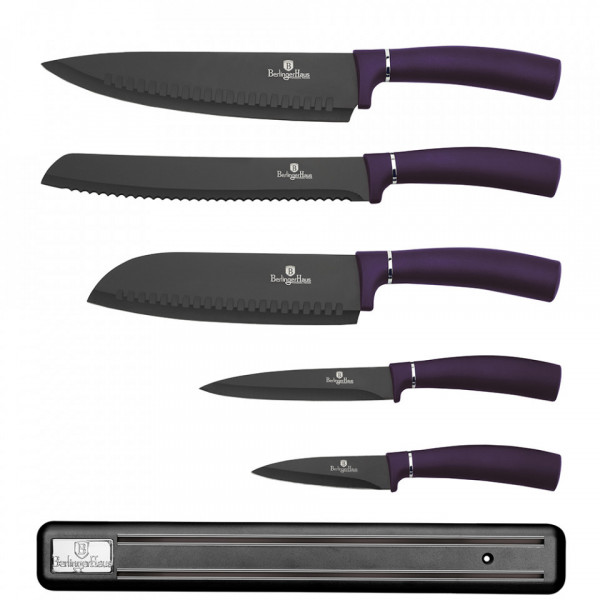Set cutite otel inoxidabil cu suport magnetic (6 piese) Purple Eclipse Collection Berlinger Haus 260 2681