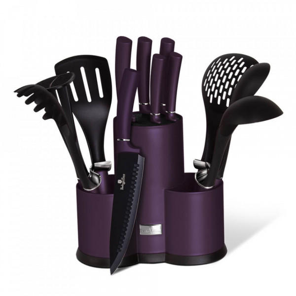 Set cutite si ustensile de bucatarie (12 piese) Purple Eclipse Collection Berlinger Haus 260 6258A