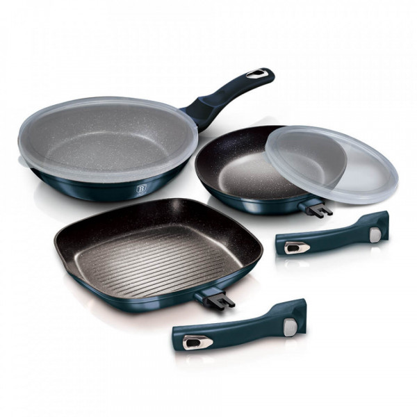 Set tigai cu maner detasabil (5 piese) Aquamarine Metallic Line BerlingerHaus 260 7049