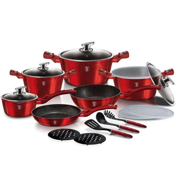 Set oale si tigai (18 piese) Burgundy Metallic Line BerlingerHaus 260 7035