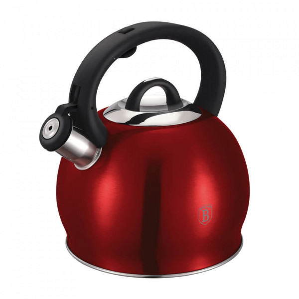Ceainic din otel inoxidabil cu fluier 3 Litri Burgundy Metallic Line Berlinger Haus 260 1074