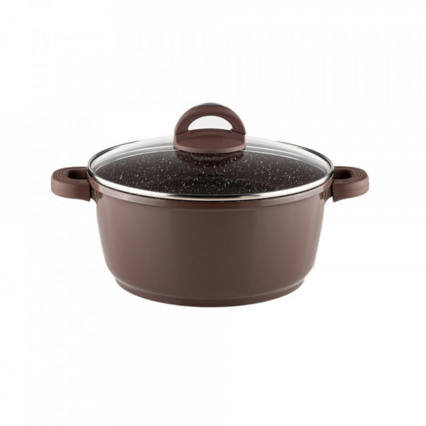 Oală cu capac Muhler Mia MR-2449M 24x11.5cm, 4.4L, ciocolatie, aluminiu turnat 1003568