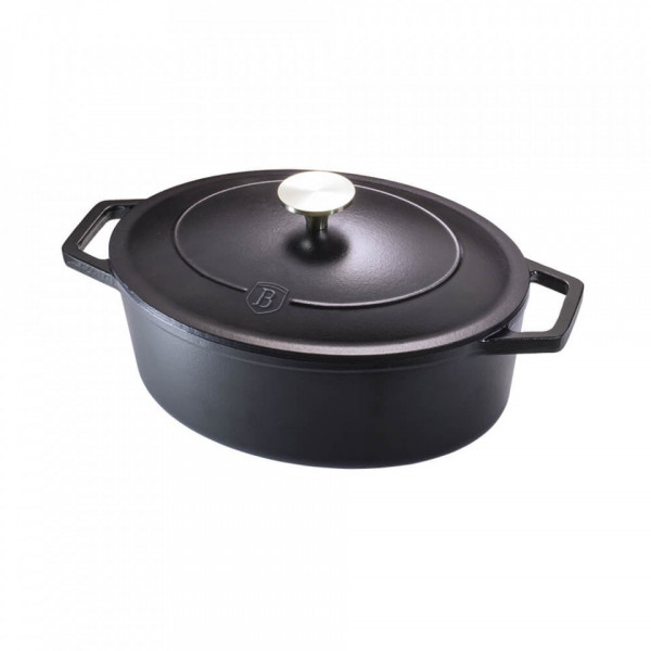 Oala ovala cu capac 30 cm din fonta Strong Mold Seria Berlinger Haus BH-1911