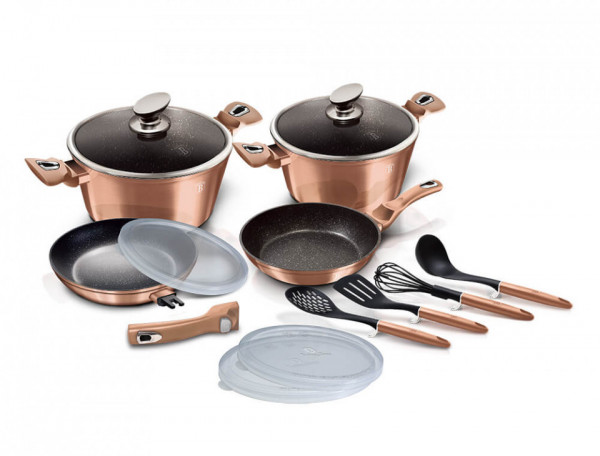 Set oale si tigai (13 piese) Rose Gold Metallic Line BerlingerHaus 260 7058