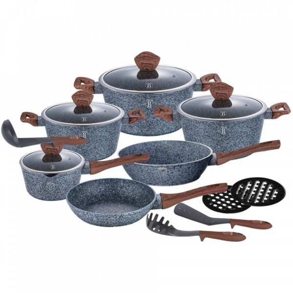 Set oale si tigai marmorate (15 piese) din aluminiu forjat Forest Line Berlinger Haus 260 1213