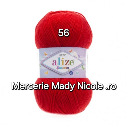 Alize Sekerim Bebe Cod 56 Rosu Pachet 5 bobine Pret 40 lei