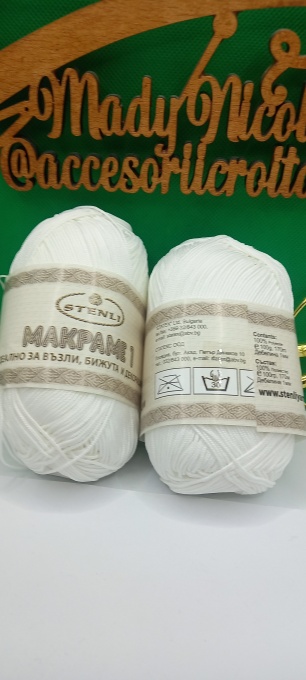 Stenli Fir Crosetat Macrame 1 mm Alb