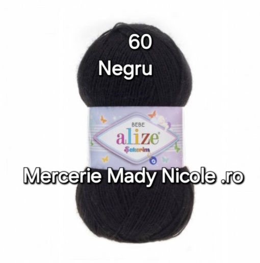 Alize Sekerim Bebe Cod 60 Negru Pachet 5 bobine Pret 40 lei