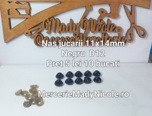 Nas jucarii 11x14 mm Negru cu dispozitiv de siguranta Set 10 bucati D12