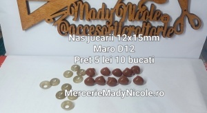 Nas jucarii 12x15 mm Maro cu dispozitiv de siguranta Set 10 bucati D12