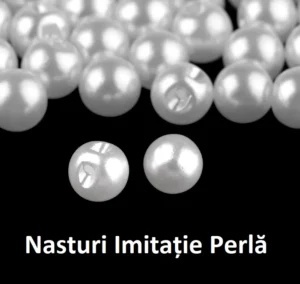 Nasturi Plastic Mireasa Imitatie Perla 8 mm Albi Set 10 bucati C14