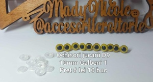 Ochi Galbeni Model 1 Amigurumi cu dispozitiv de siguranta 10 mm Set 10 bucati D9