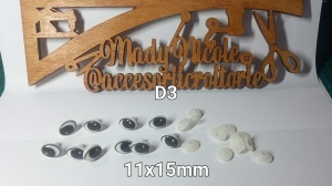 Ochi ovali amigurumi cu dispozitiv de siguranta 11x15mm Set 10 bucati D3