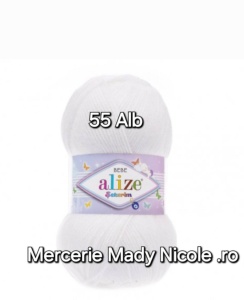 Alize Sekerim Bebe Cod 55 Alb Pachet 5 bobine Pret 40 lei - Img 1