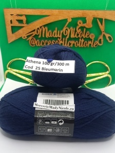 Athena Fir acril Pachet 5 bobine 100gr /300 m Cod 25 Bleumarin