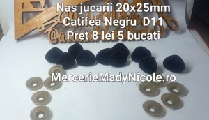 Nas jucarii 20x25 mm Negru Catifea cu dispozitiv de siguranta Set 5 bucati D12