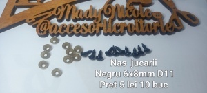 Nas jucarii 6x8 mm Negru cu dispozitiv de siguranta Set 10 bucati D11