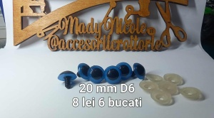 Ochi Albastrii Amigurumi cu dispozitiv de siguranta 20 mm Set 6 bucati D6